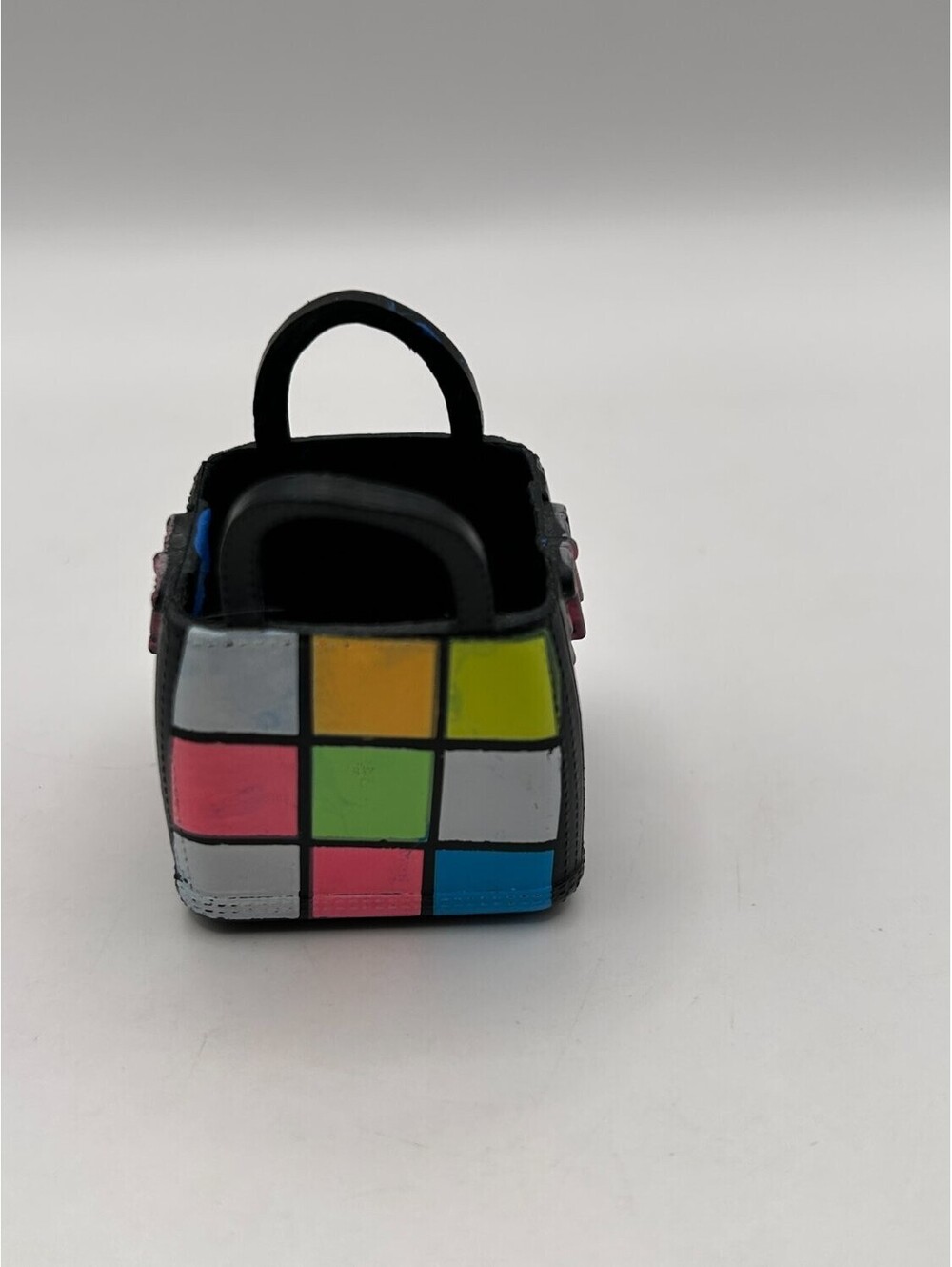 Fashion Doll Multicolor Colorblock Open Tote Purse Pink Lace-Up Side Panels Bag - Picture 5 of 7